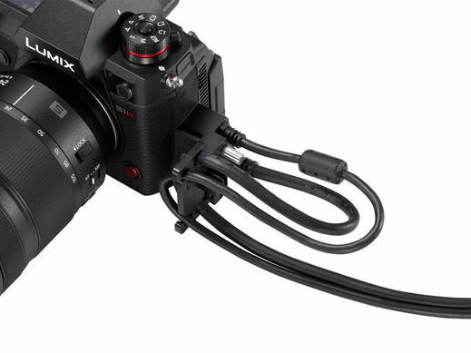 Panasonic S1H Full Frame Cinema Camera Side View with Cables Connected
